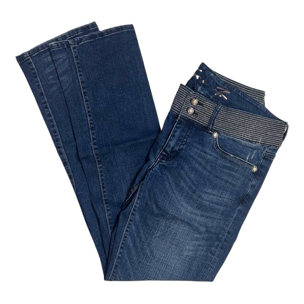 Seven7 Indigo Stretch Boyfriend Jeans with Decorative Waistband